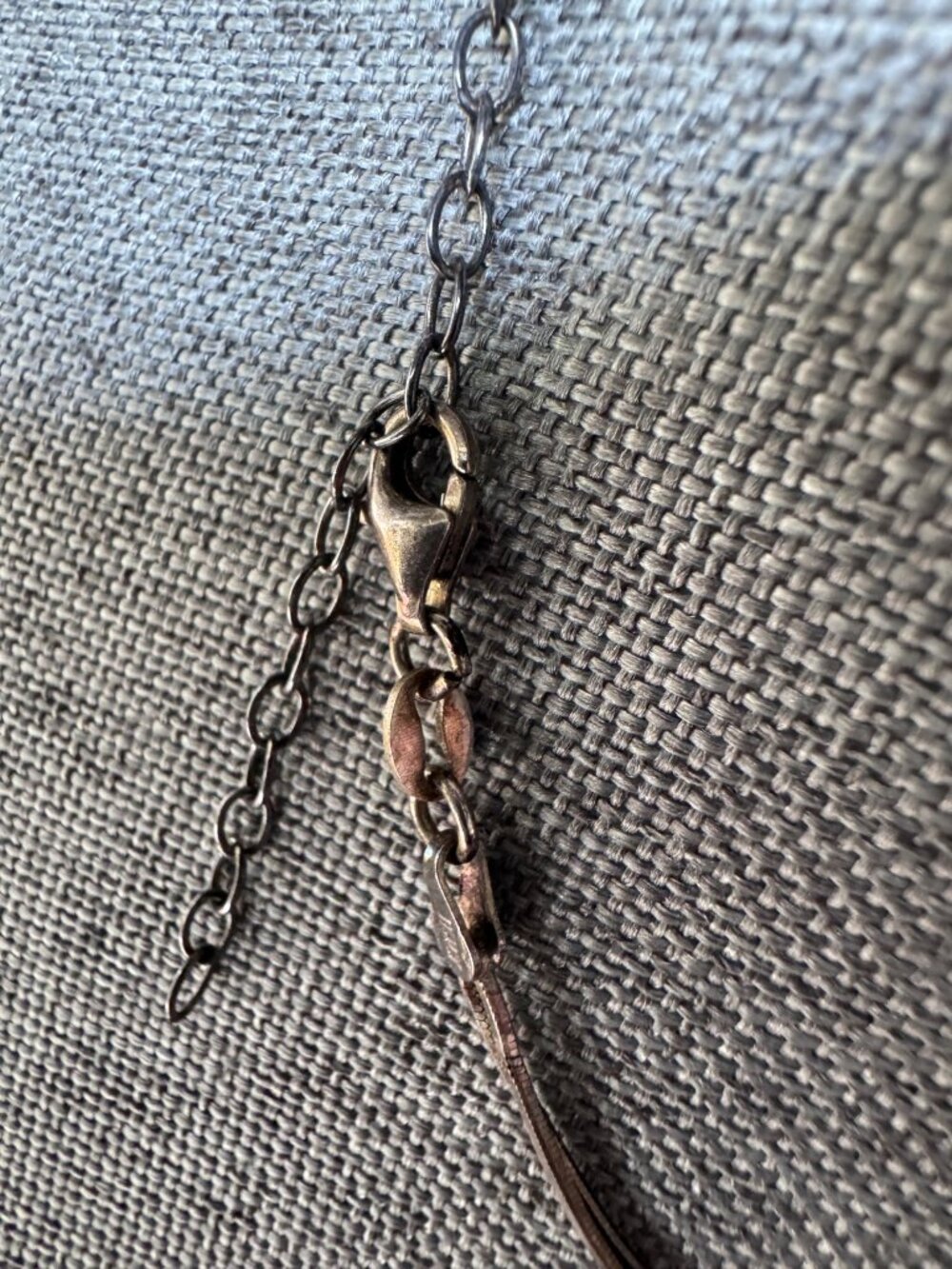 Vintage Italy Sterling Silver Necklace With Black & Clear Crystal Drop Pendant - Picture 2 of 6